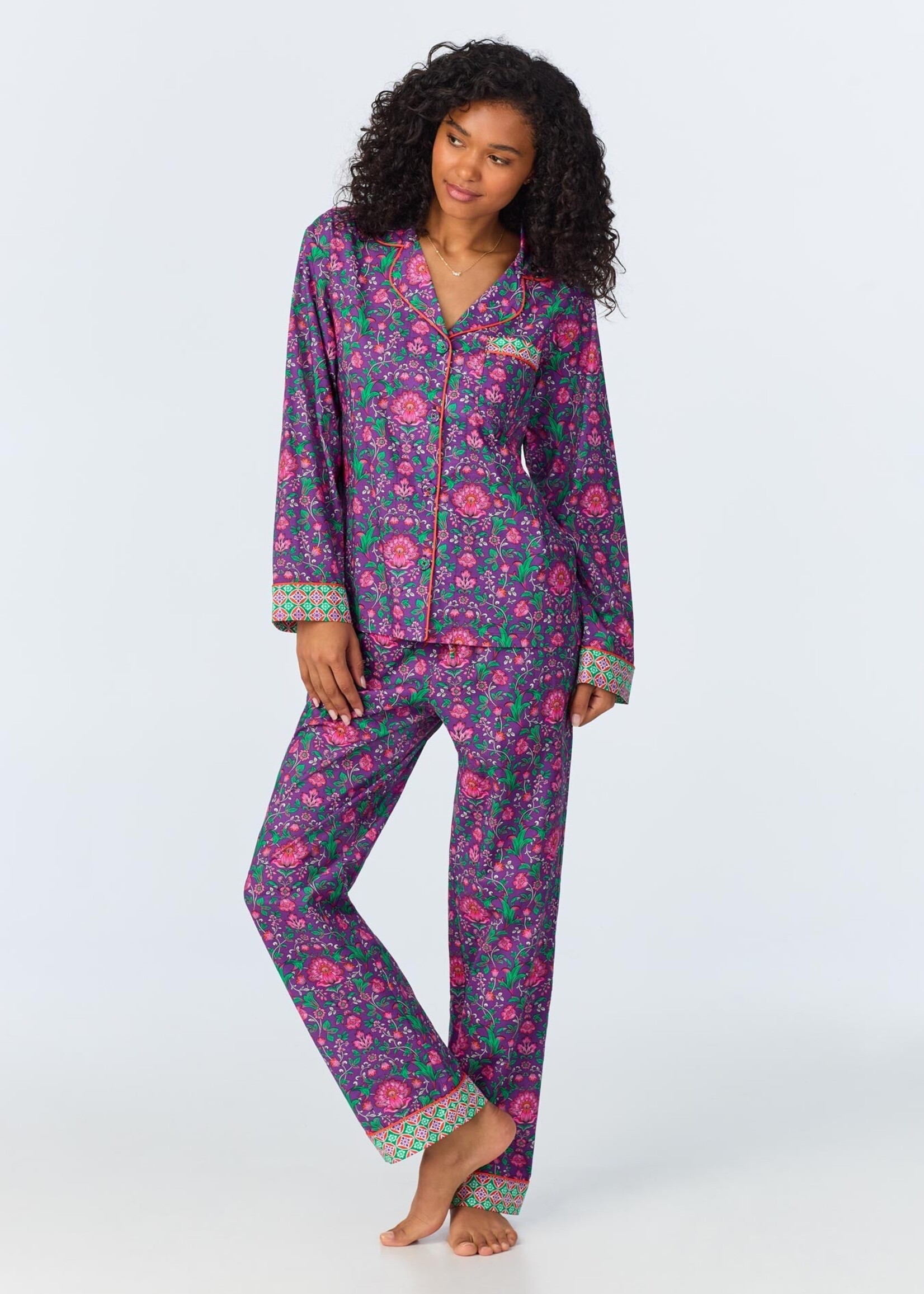 Bedhead Floral Wonderland Long Sleeve Classic  Woven Cotton Poplin Long PJ Set