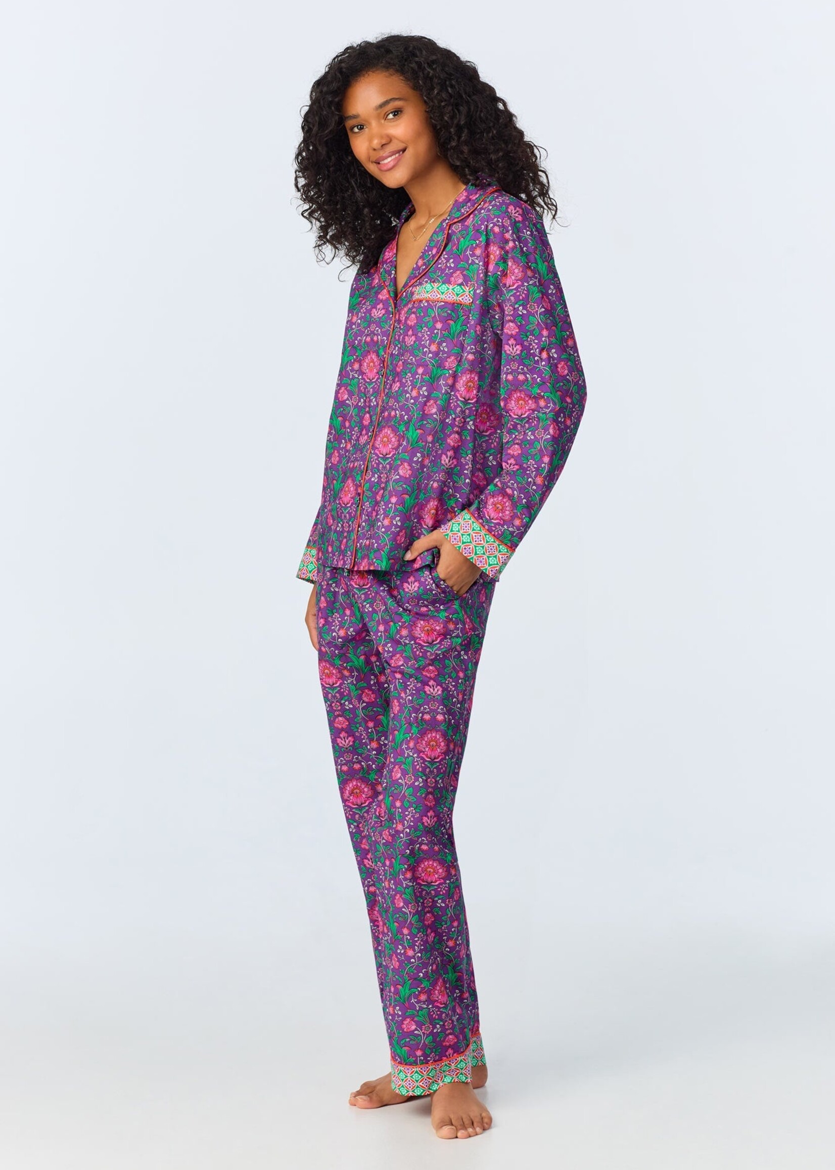 Bedhead Floral Wonderland Long Sleeve Classic  Woven Cotton Poplin Long PJ Set