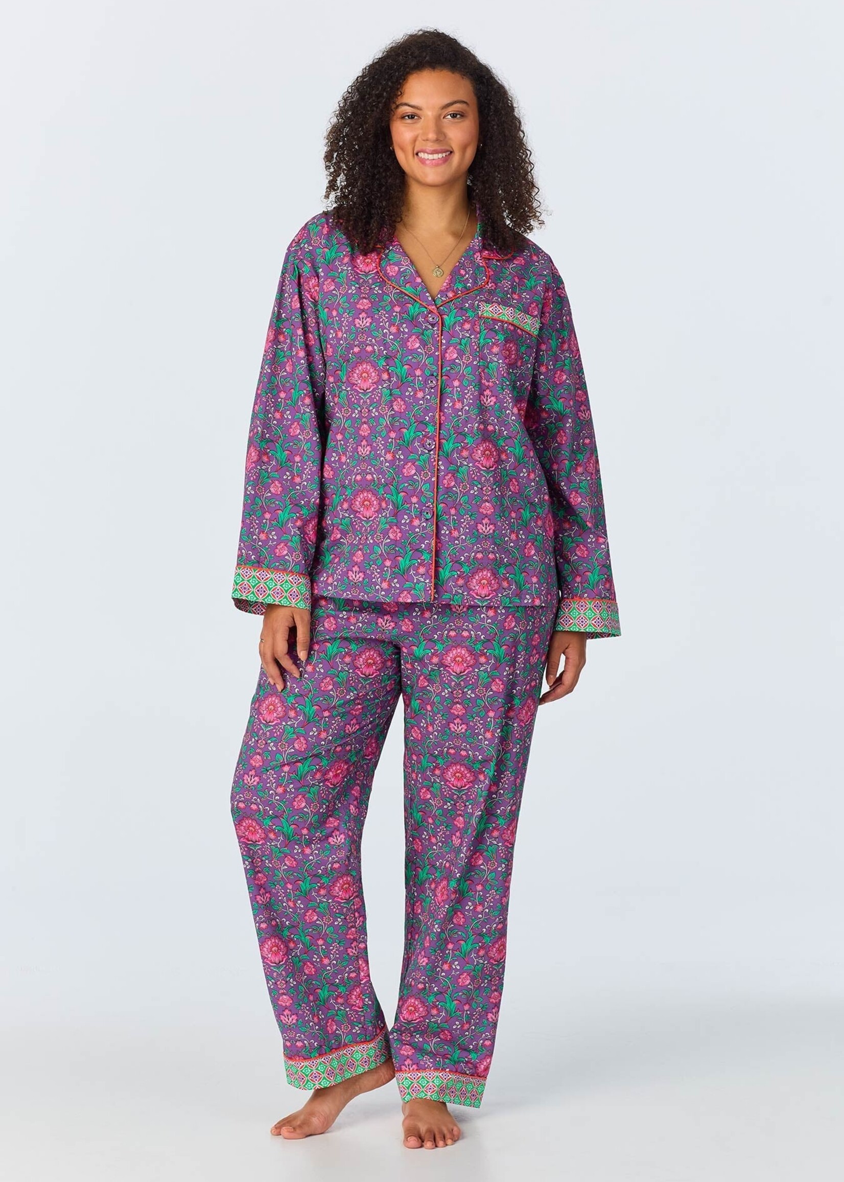 Bedhead Floral Wonderland Long Sleeve Classic  Woven Cotton Poplin Long PJ Set
