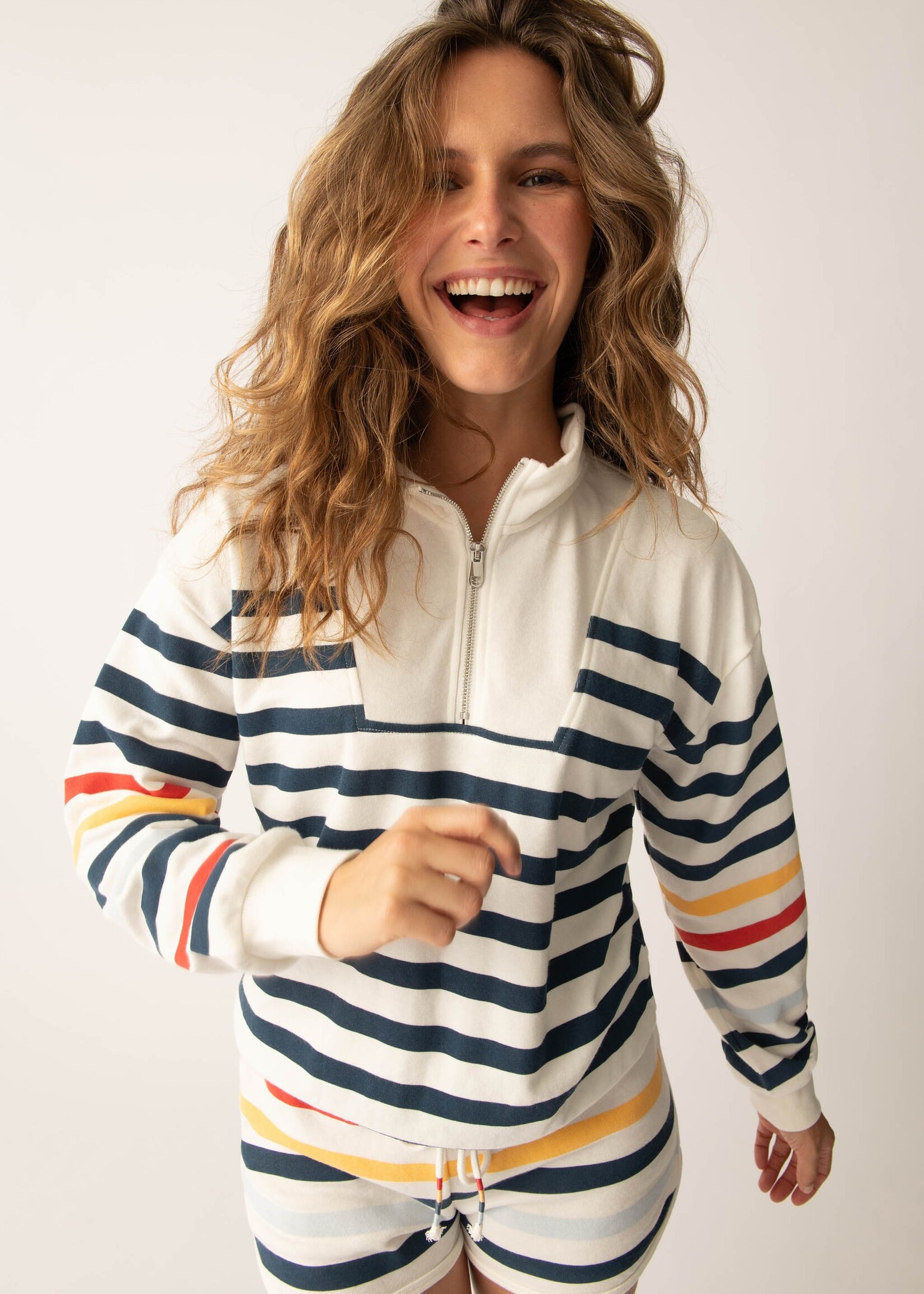 P.J. Salvage Maritime Lounge 1/4 Zip Top and Short Set
