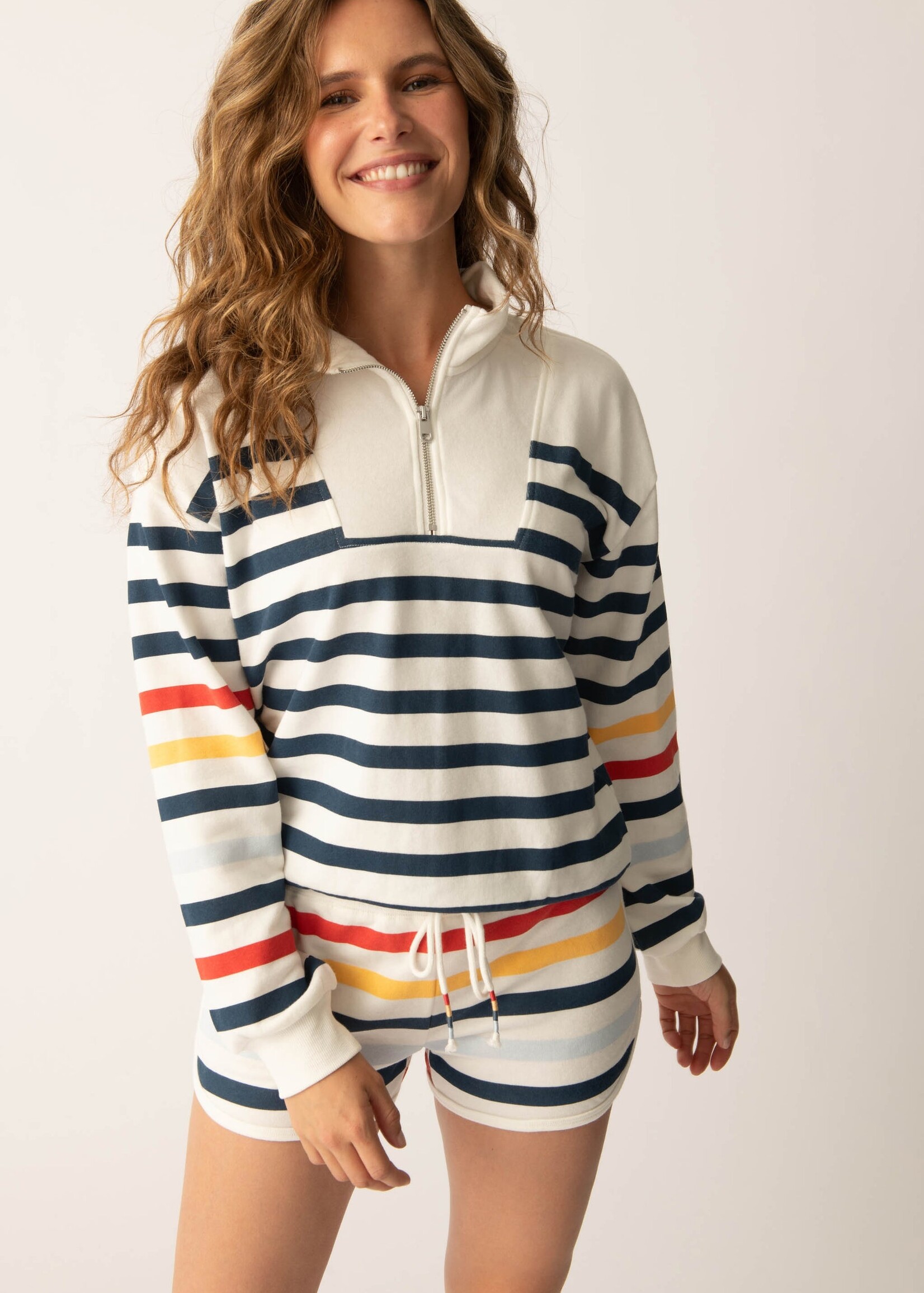 P.J. Salvage Maritime Lounge 1/4 Zip Top and Short Set