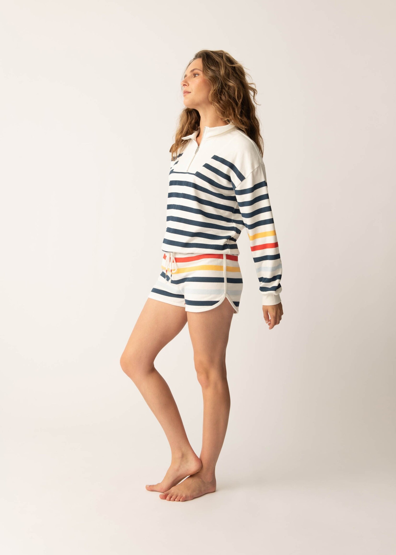 P.J. Salvage Maritime Lounge 1/4 Zip Top and Short Set