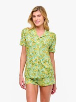 Cosabella Bella Printed Short Sleeve Top & Boxer Pajama Set
