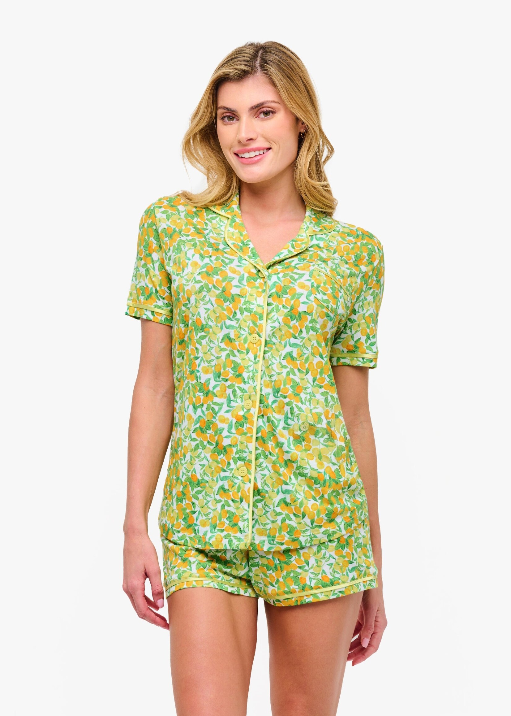 Cosabella Bella Printed Short Sleeve Top & Boxer Pajama Set