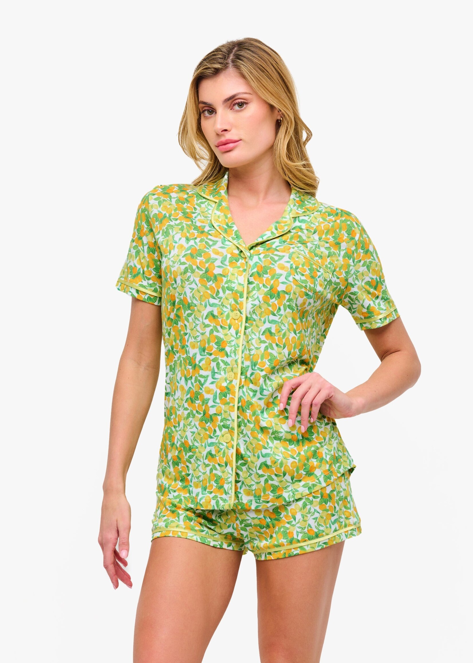 Cosabella Bella Printed Short Sleeve Top & Boxer Pajama Set