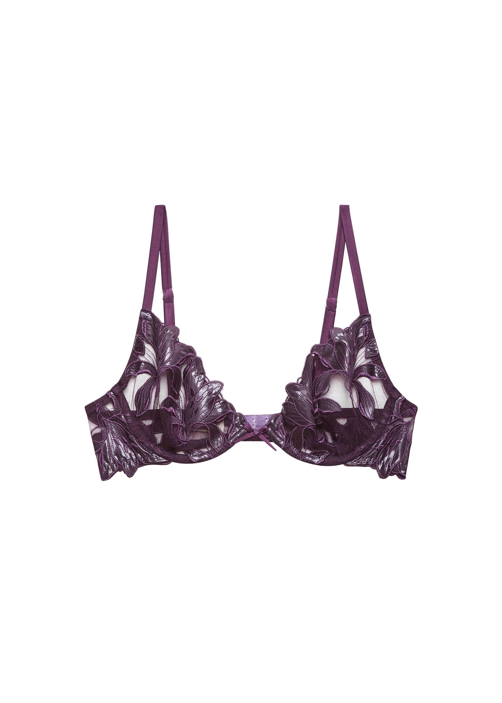 fleur du mal Lily Embroidery Plunge Demi Bra