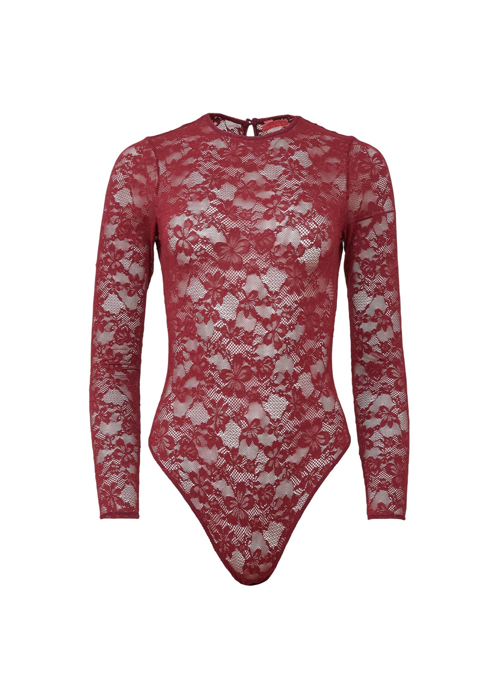 fleur du mal Le Stretch Lace Long Sleeve Bodysuit