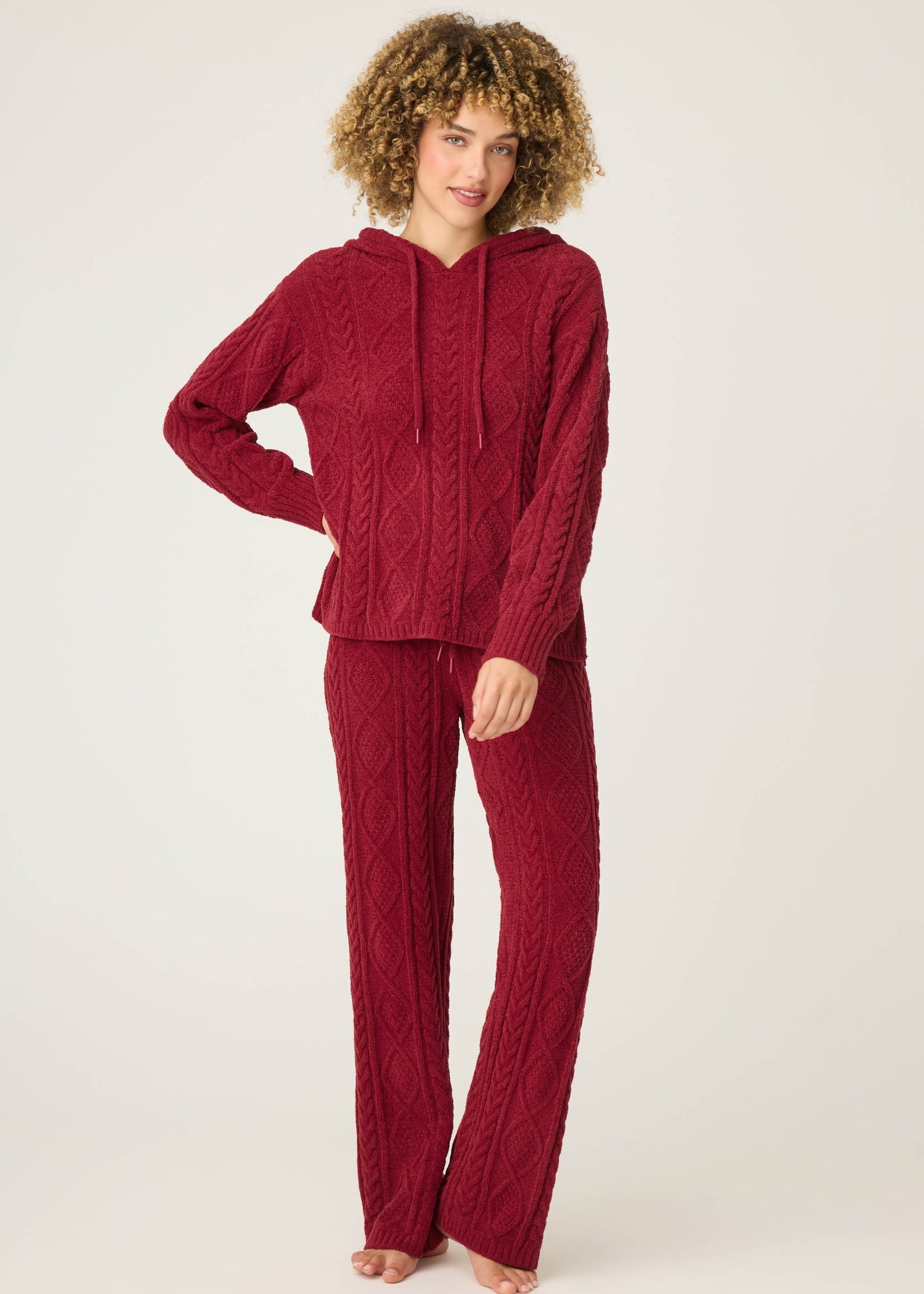 P.J. Salvage Chenille Cable Knit Hoodie & Pant Set