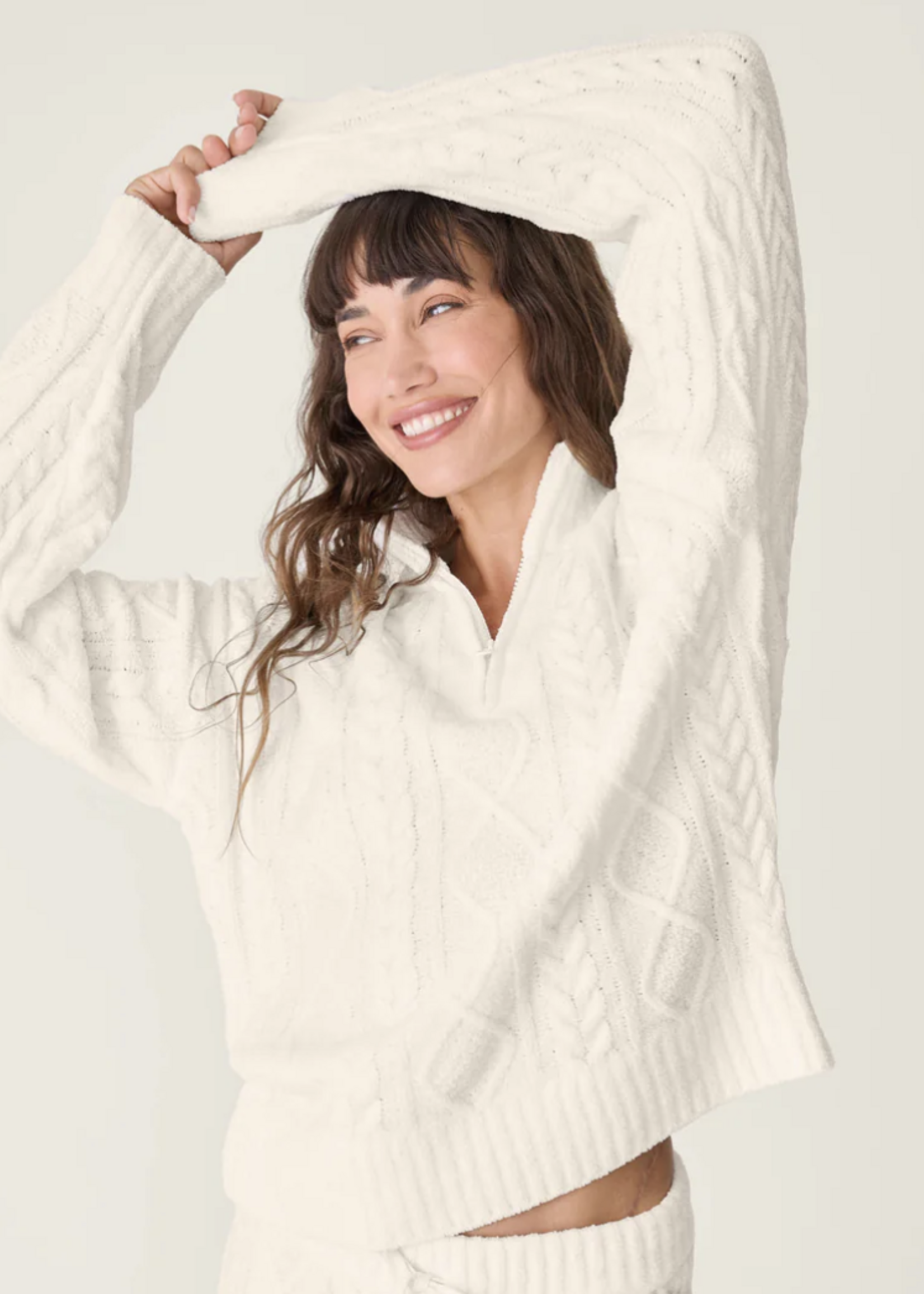 P.J. Salvage Chenille Cozy Cable Quarter Zip Sweater & Short Set