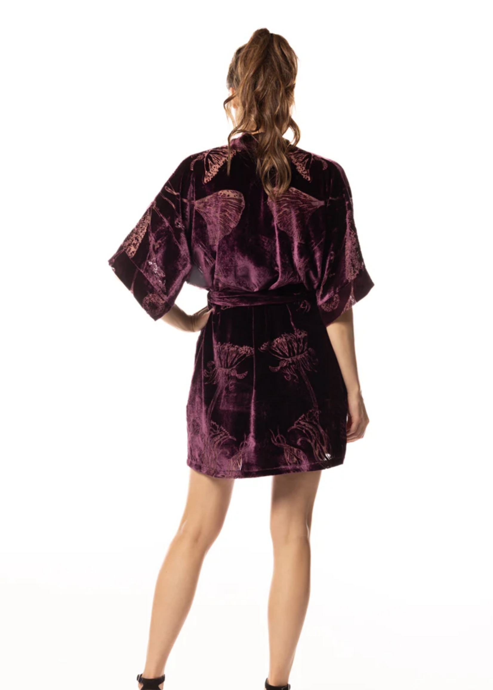 Christine Black Cherry Fabergé Velvet Short Robe