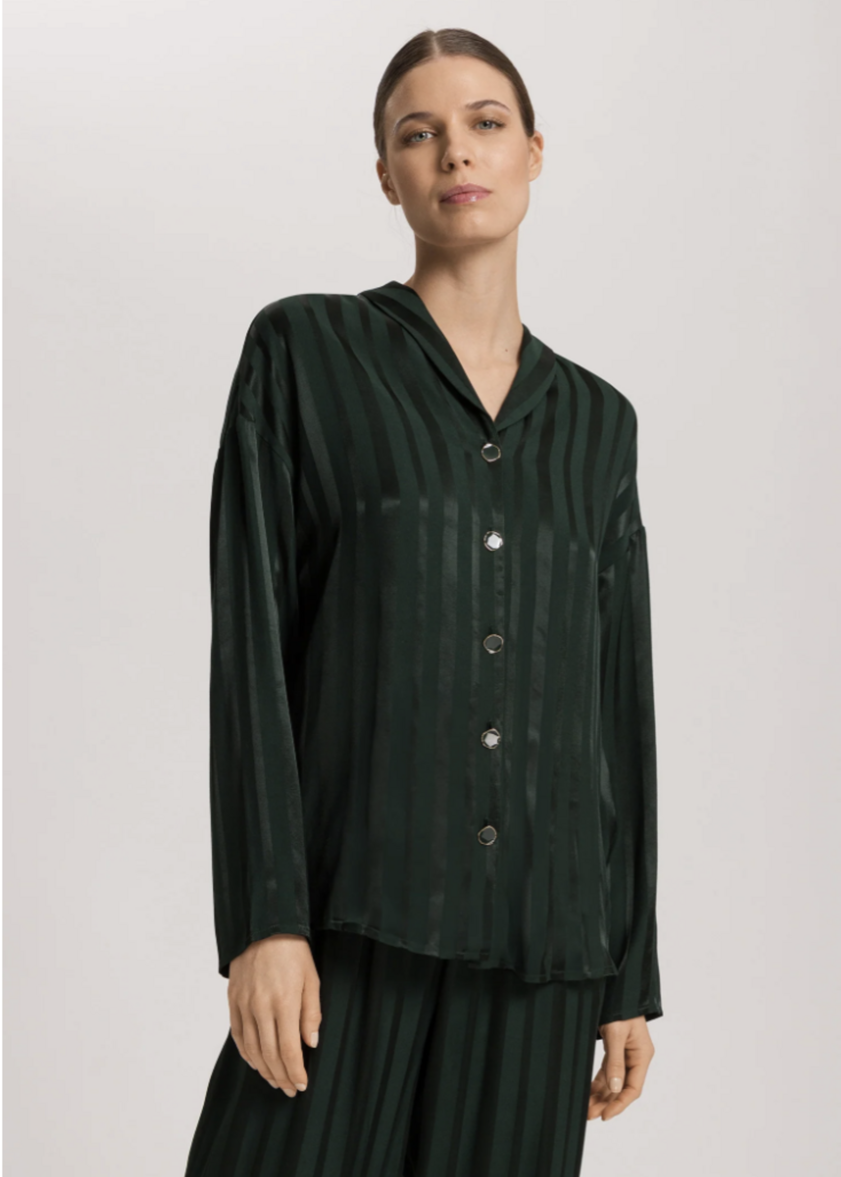 Hanro Indra Jacquard Stripe Shirt & Pant Set