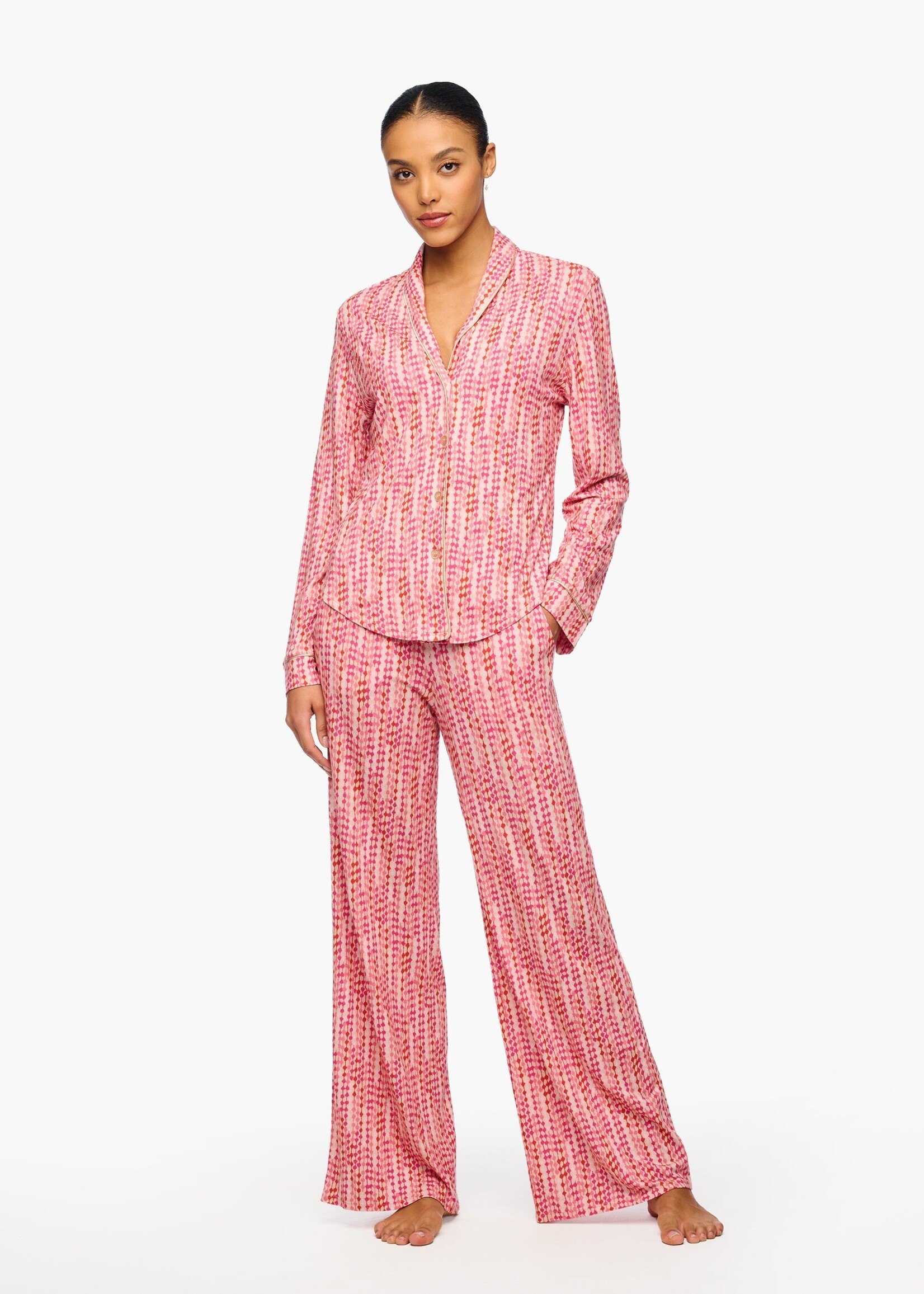 Cosabella Pima Lusso Printed Printed Long Sleeve Top & Pant Pajama Set