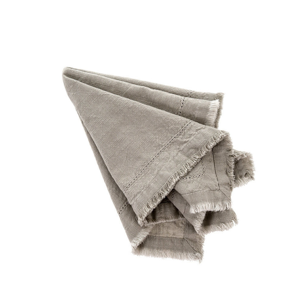 Indaba Frayed Edge Napkin - Crystal Grey