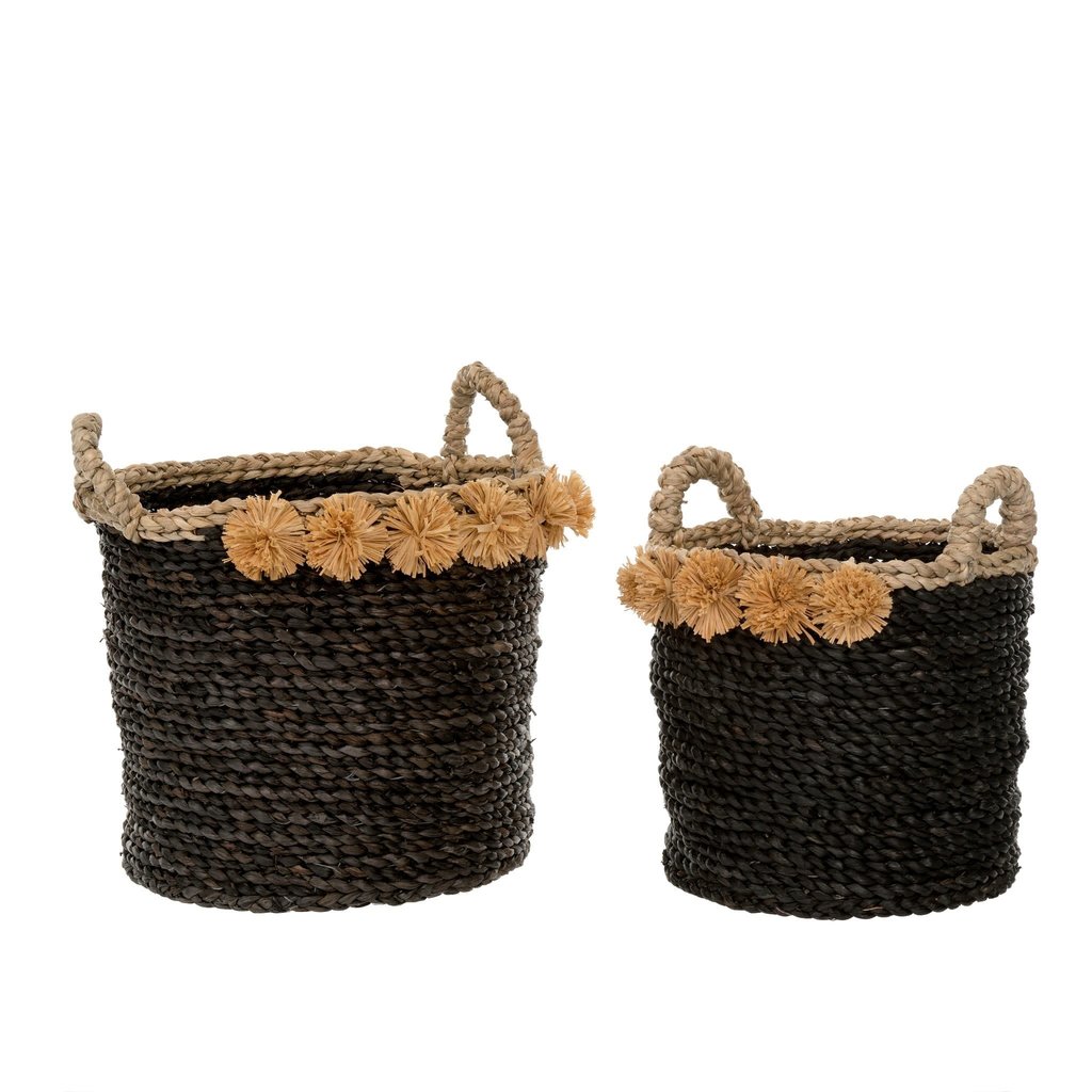 Indaba Cosimo Seagrass Baskets - Black