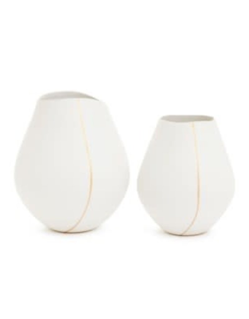 The Pine Centre Merrill - Small Ceramic Vase White/Gold
