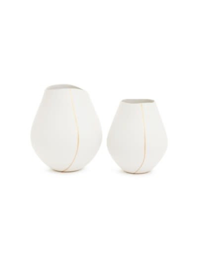 The Pine Centre Merrill - Small Ceramic Vase White/Gold