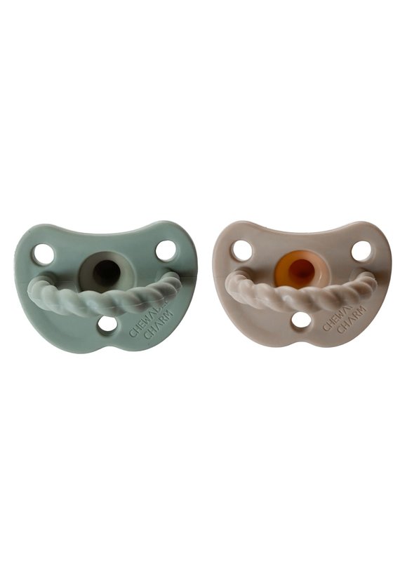 Chewable Charm 2 Pack Pacifier + Twirl | Sage + Almond