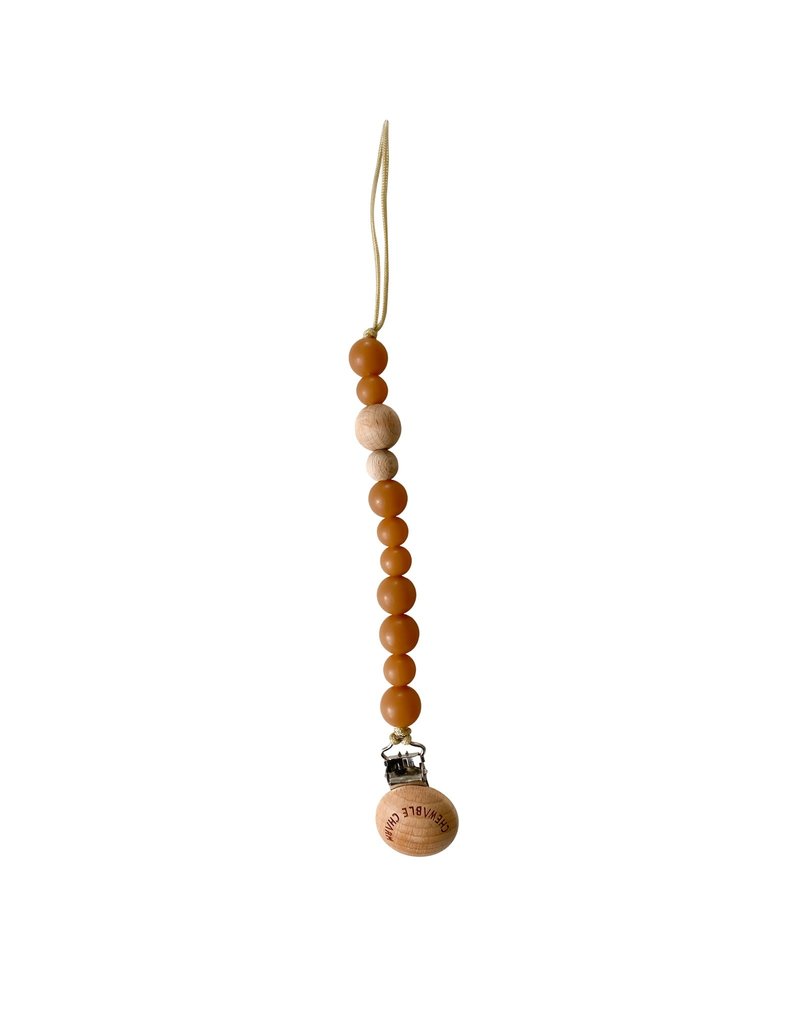Chewable Charm Classic Pacifier Clip - Wood + Heava Natural Rubber