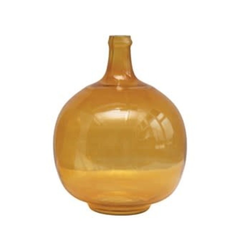 Creative Coop Glass Bottle - Round - Mustard