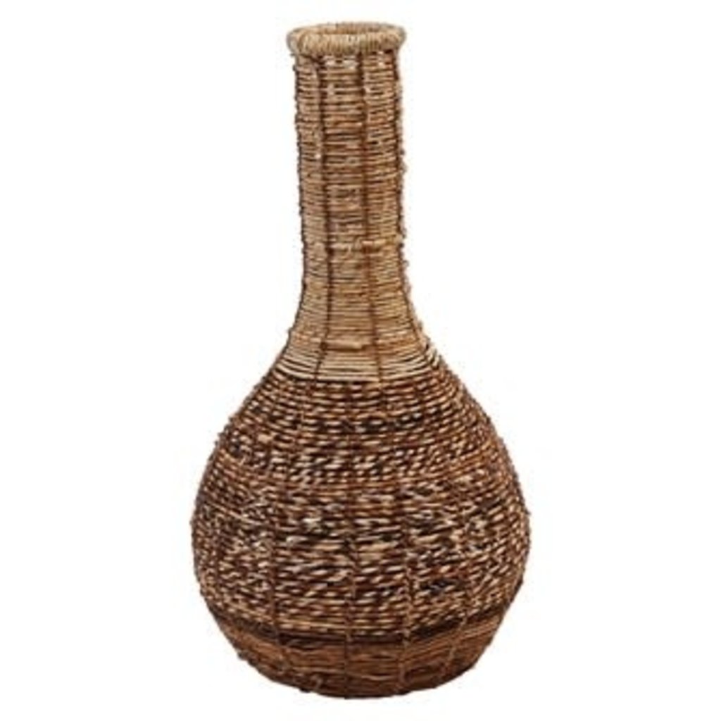 Creative Coop 15" Round Abaca & Seagrass Floor Vase