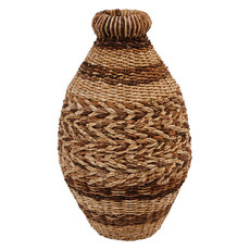 Creative Coop 12" Round Abaca & Seagrass Floor Vase