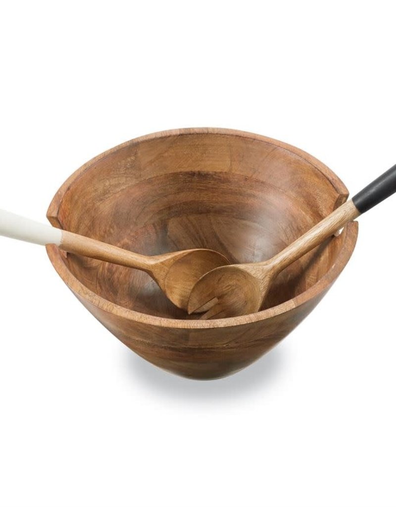 Wood Bowl with Server Set - Natural