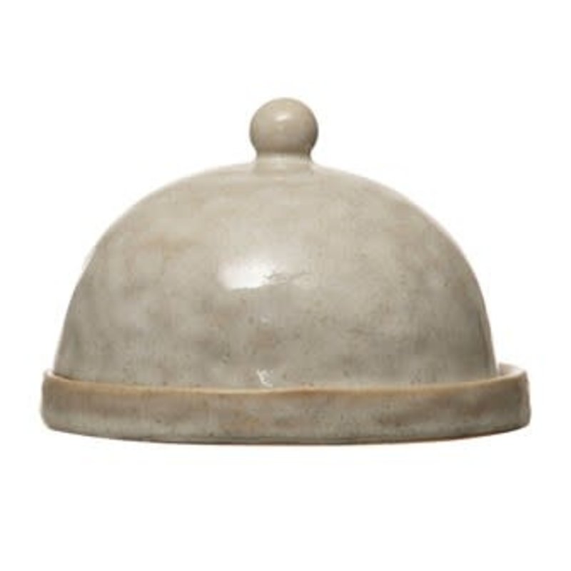 Creative Coop Stoneware Domed Dish - White Glaze