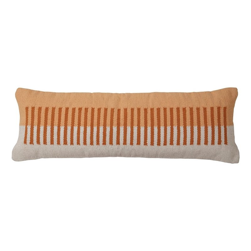 Casa Amarosa Terra Stripe Lumbar Pillow - Orange/Cream