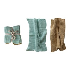 Creative Coop 10.5" Square Cotton Knit Dish Cloths, 2 Colors, Set of 2