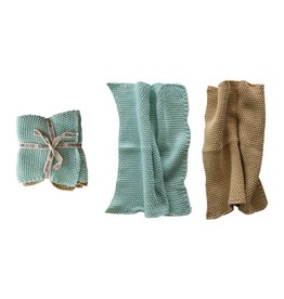 Creative Coop 10.5" Square Cotton Knit Dish Cloths, 2 Colors, Set of 2