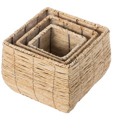 Quickway Imports Woven Square Flower Pot Planter with Plastic Lining - Large