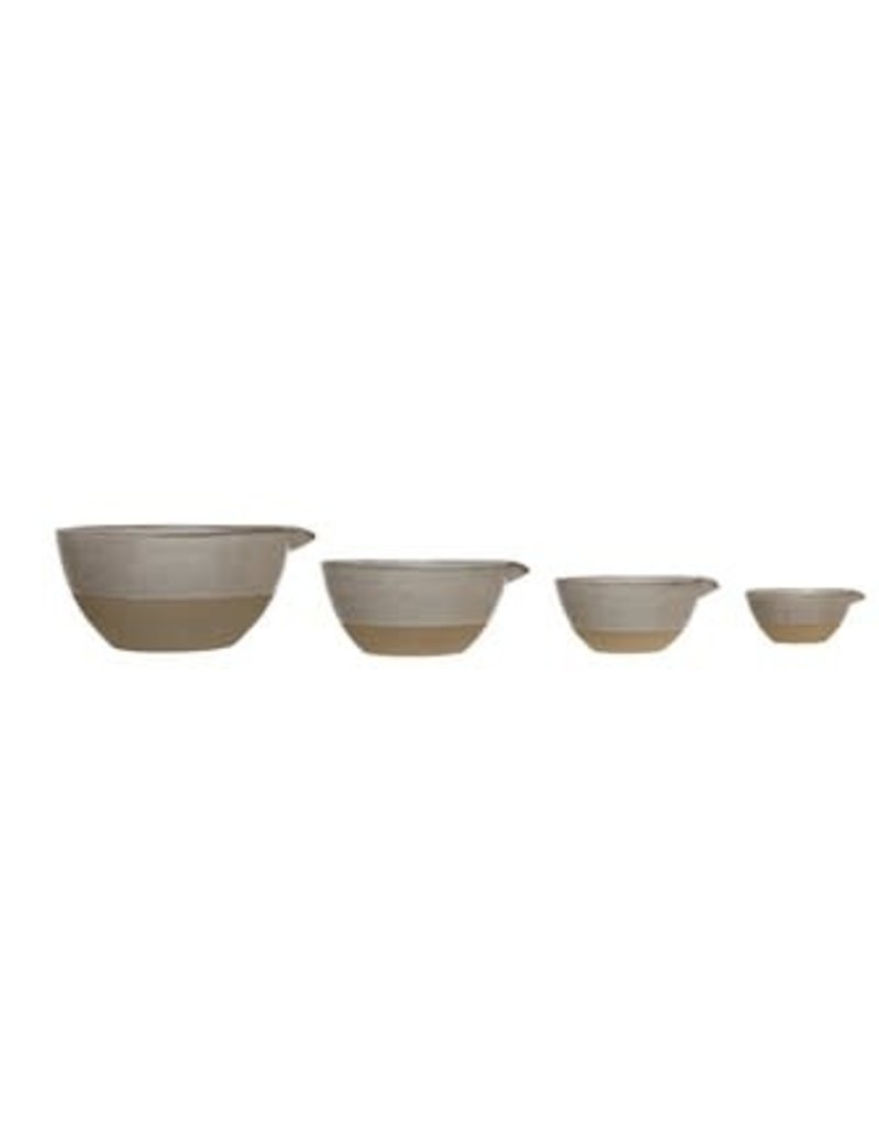 Creative Coop Stoneware Batter Bowls, Reactive Glaze, White, Set of 4
