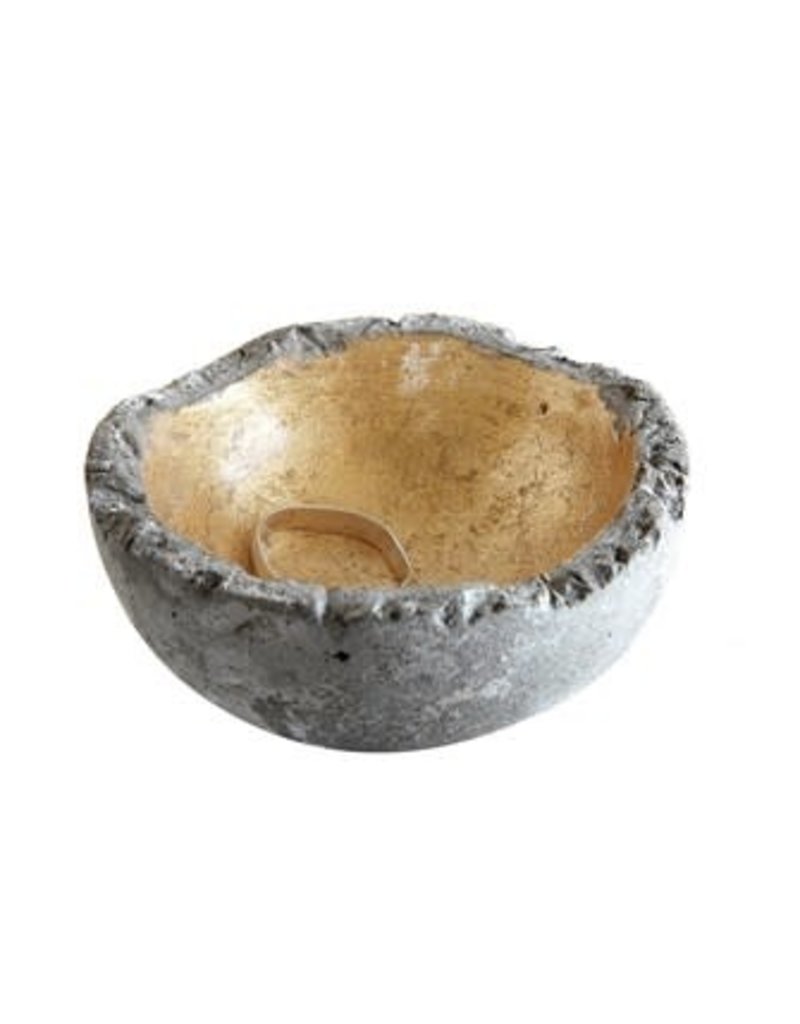 Creative Coop Round Decorative Cement Bowl w/ Gold Detail