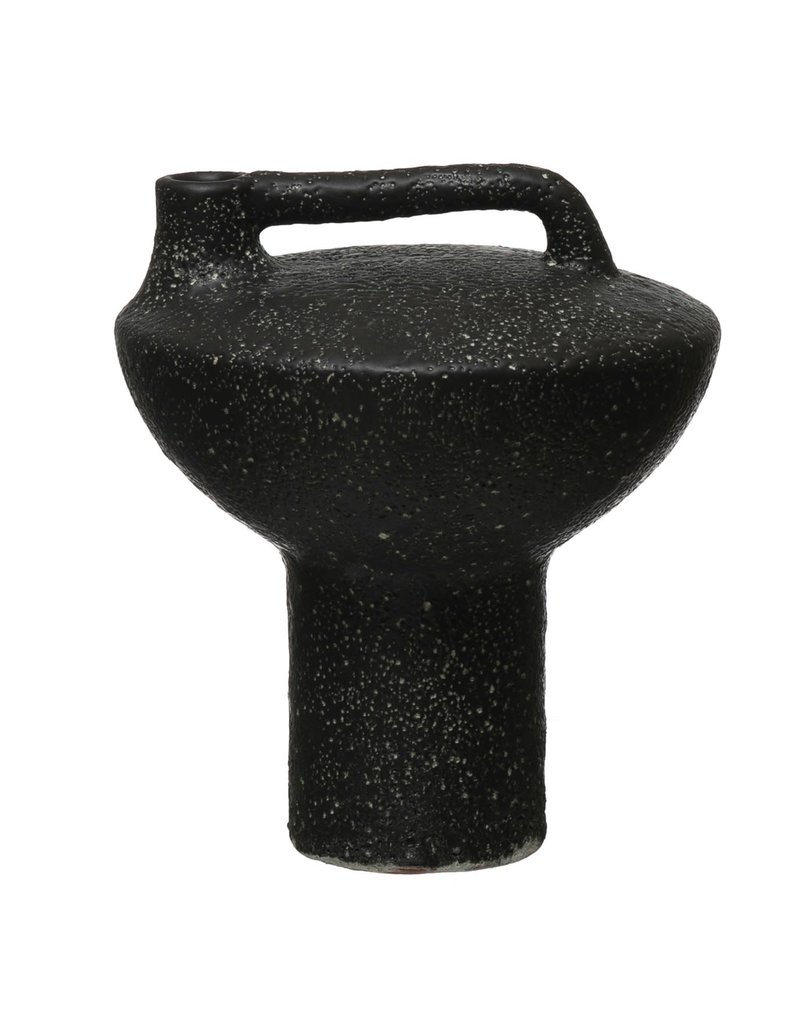 Creative Coop Terra-cotta Vase with Handle - Black