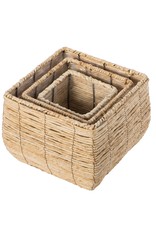 Quickway Imports Woven Square Flower Pot Planter with Plastic Lining - Medium