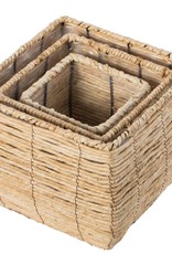 Quickway Imports Woven Square Flower Pot Planter with Plastic Lining - Small