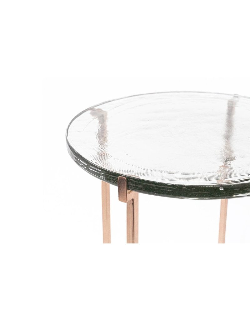 Faire - Anaya Home Glass Side Table with Rose Gold Metal Legs