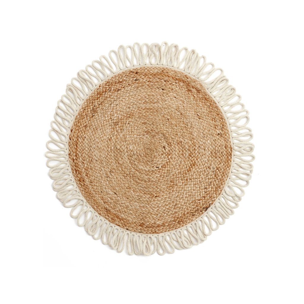 The Pine Centre Round Jute Rug with Fringe