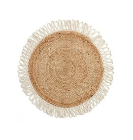 The Pine Centre Round Jute Rug with Fringe