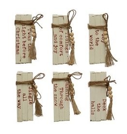 Creative Coop Holiday Wood Block Faux Books - Red/White