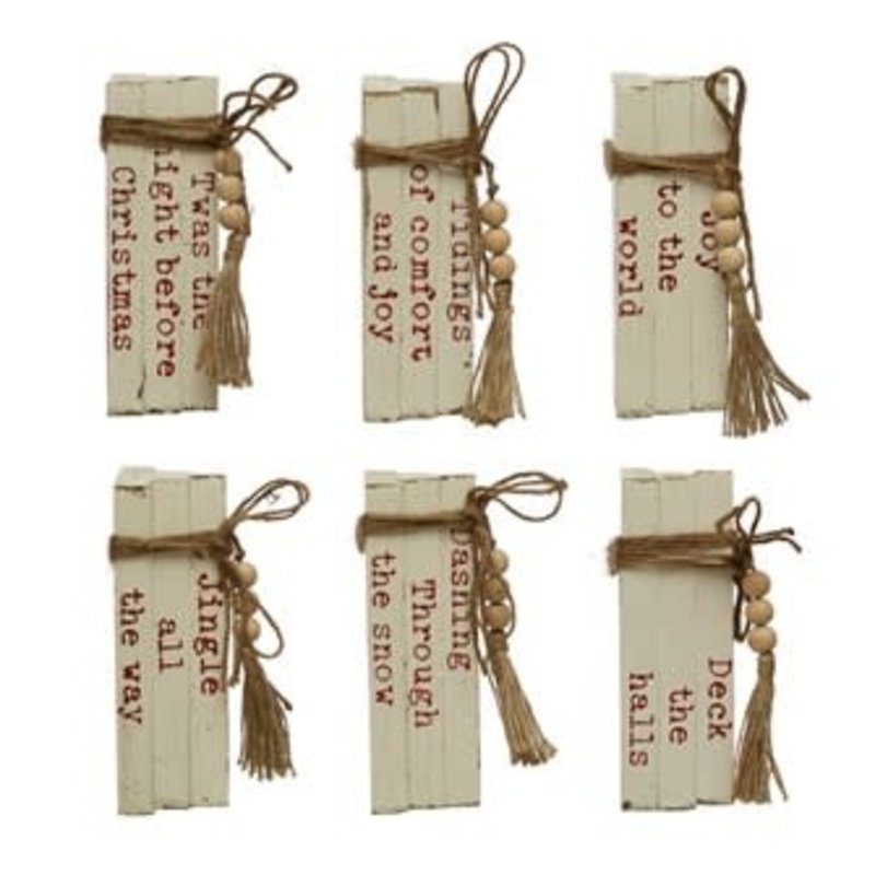 Creative Coop Holiday Wood Block Faux Books - Red/White