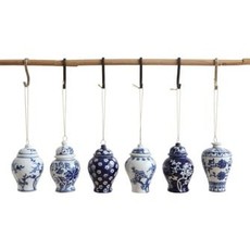 Creative Coop Stoneware Ginger Jar Ornament - Blue/White