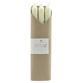 Faire 12" Taper Candles - 6pc Gift Pack - Ivory