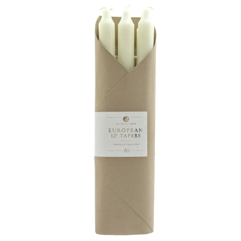 Faire 12" Taper Candles - 6pc Gift Pack - Ivory