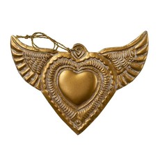 Indaba French Heart Milagro Ornament - Gold