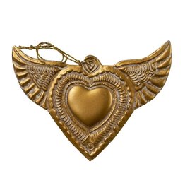 Indaba French Heart Milagro Ornament - Gold