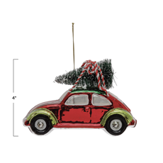 Creative Coop Glass Car Ornament - Red