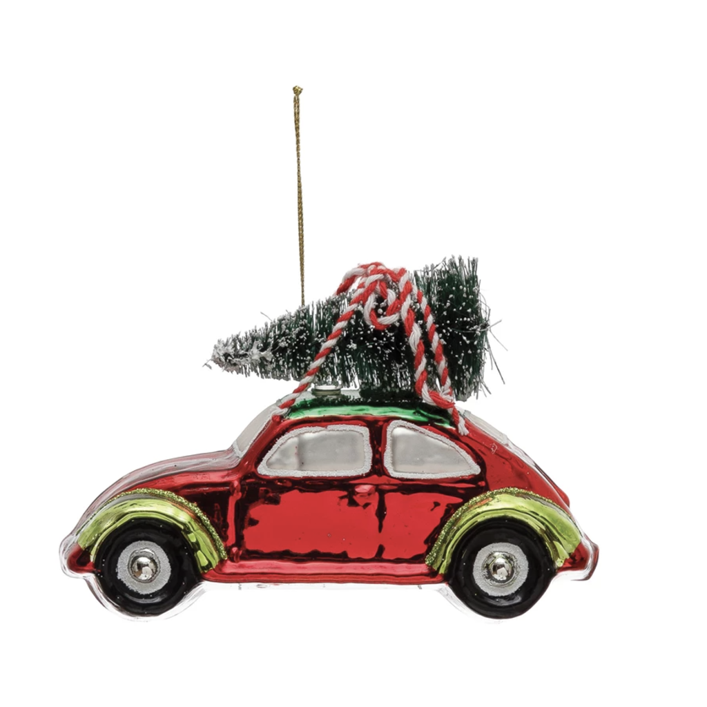 Creative Coop Glass Car Ornament - Red