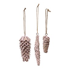 Creative Coop Metal Pinecone Ornaments - Pink (Set of 3)
