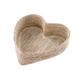 Indaba Heart Seagrass Basket - White